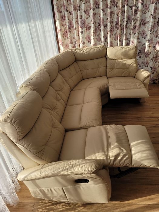 Narożnik Siena, skórzany z funkcją relax/z podnóżkiem