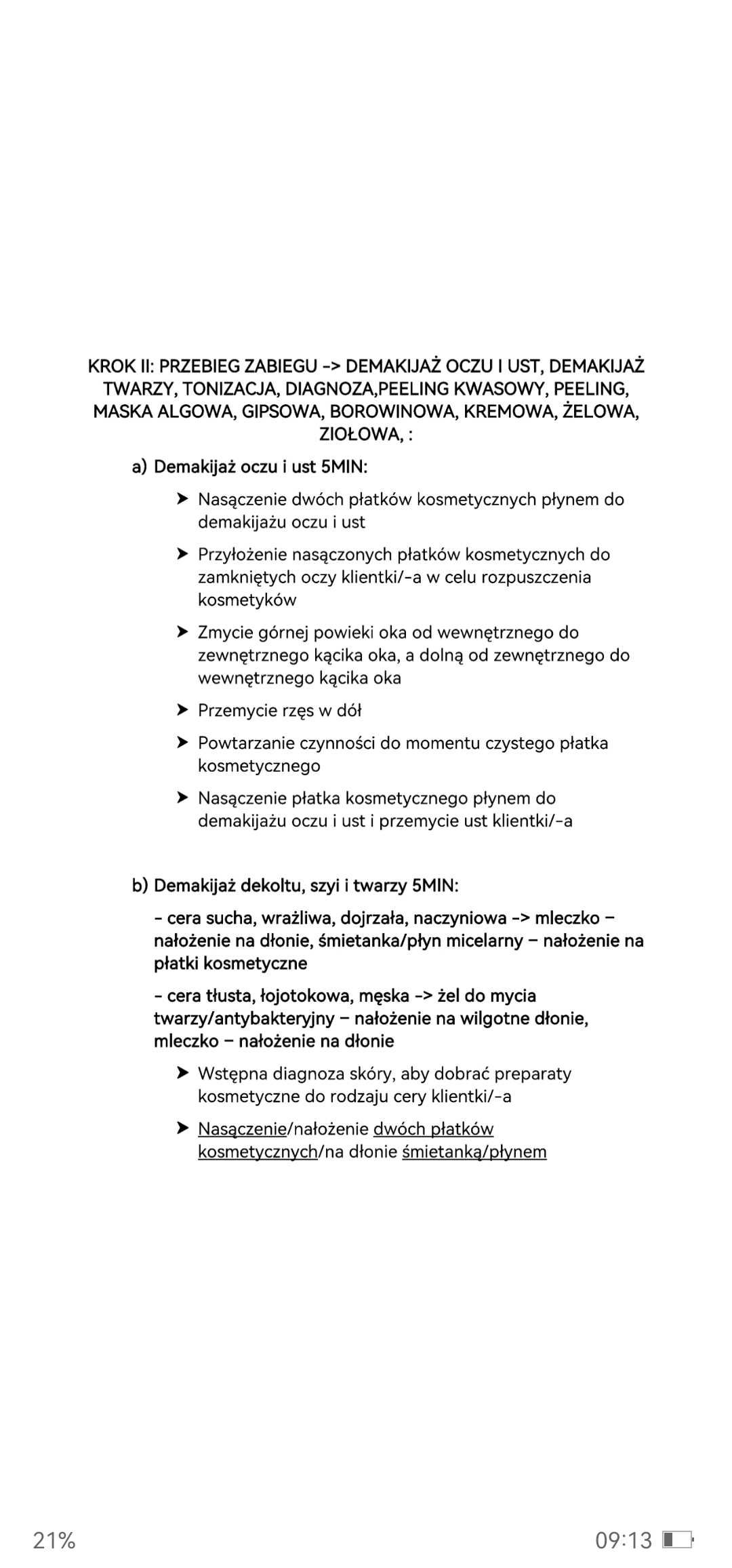 Notatki+dziennik praktyk technik usług kosmetycznych