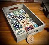 Drewniana taca dekoracyjna Azulejos Vintage