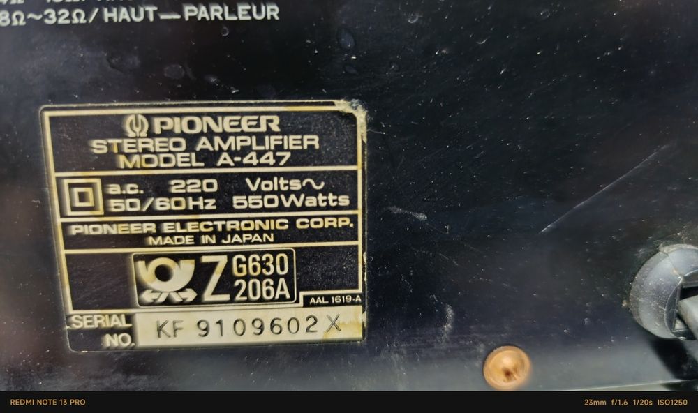 Poteżny Wzmacniacz Pioneer A447,  550 watt, klasyk
