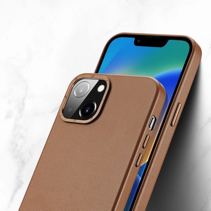 Dux Ducis Grit skórzane etui do iPhone 14 Plus z MagSafe brązowy