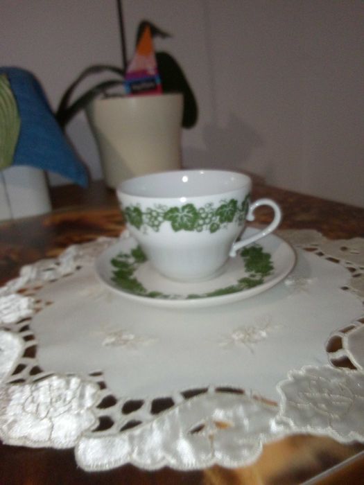 Duet Kahla porcelana zielone zdobienia