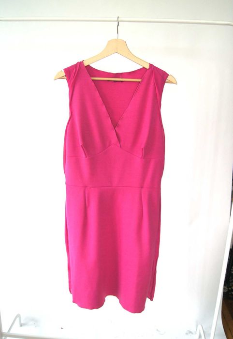 różowa neonowa malinowa wizytowa elegancka sukienka 42XL letnia nalato