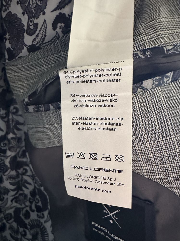 Nowa Szara Marynarka w kratę Pako Lorente rozmiar 182/56