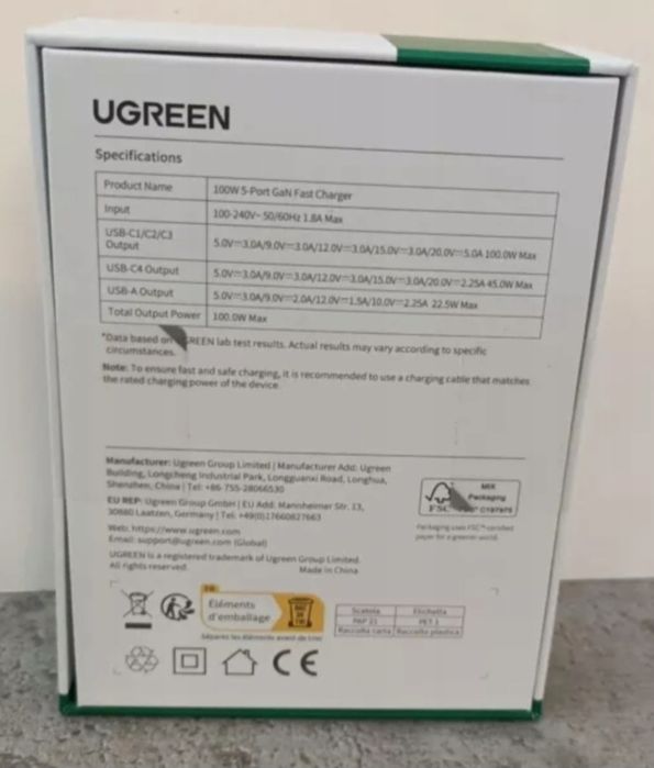 Ugreen Nexode Ładowarka USB C 100W 5-Prtowa