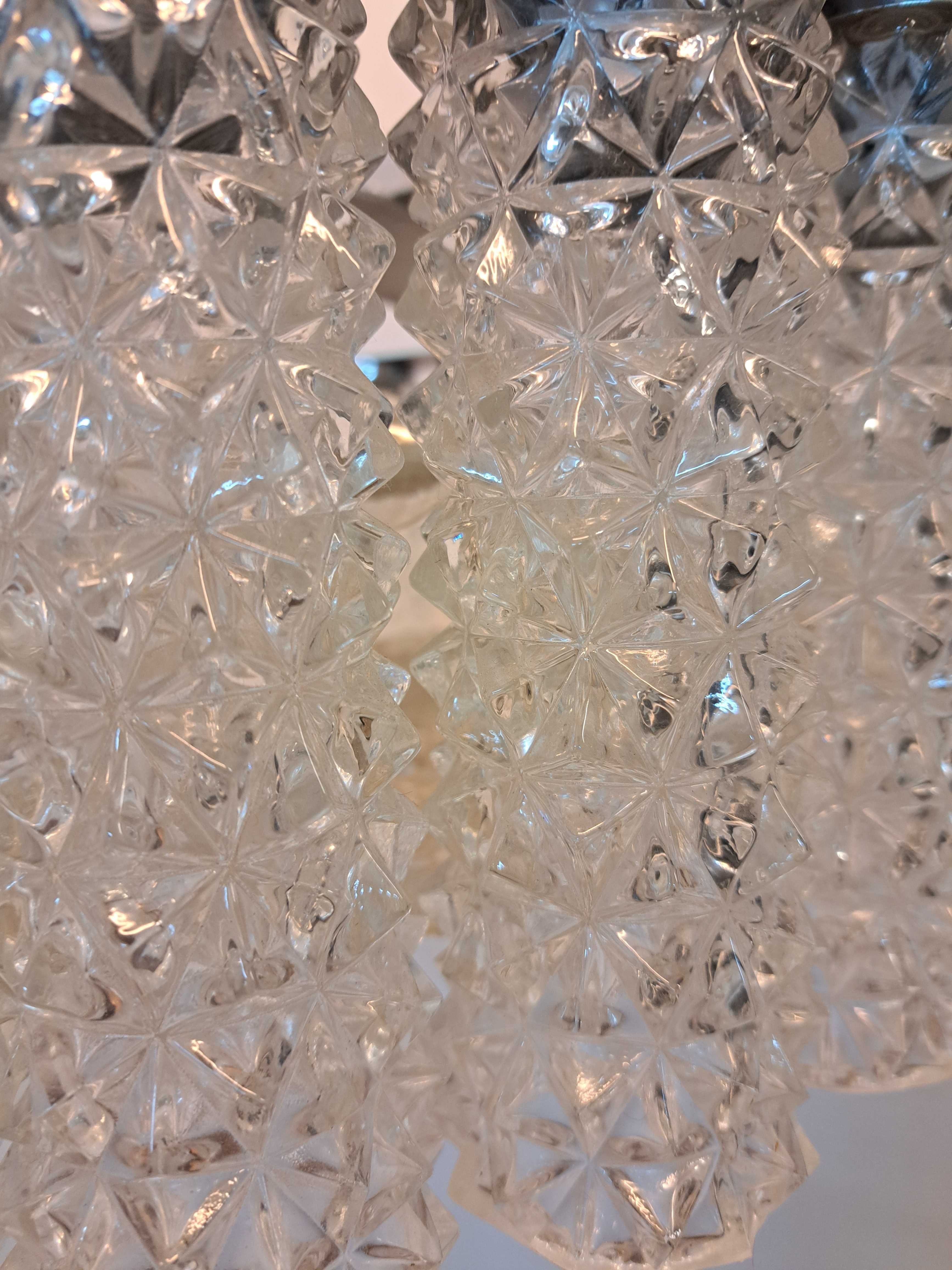 AUSTROLUX-Żyrandol mosiężny chromowany srebrny szklane rurki walce