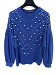 Sweter z perłami Stradivarius kobaltowy S