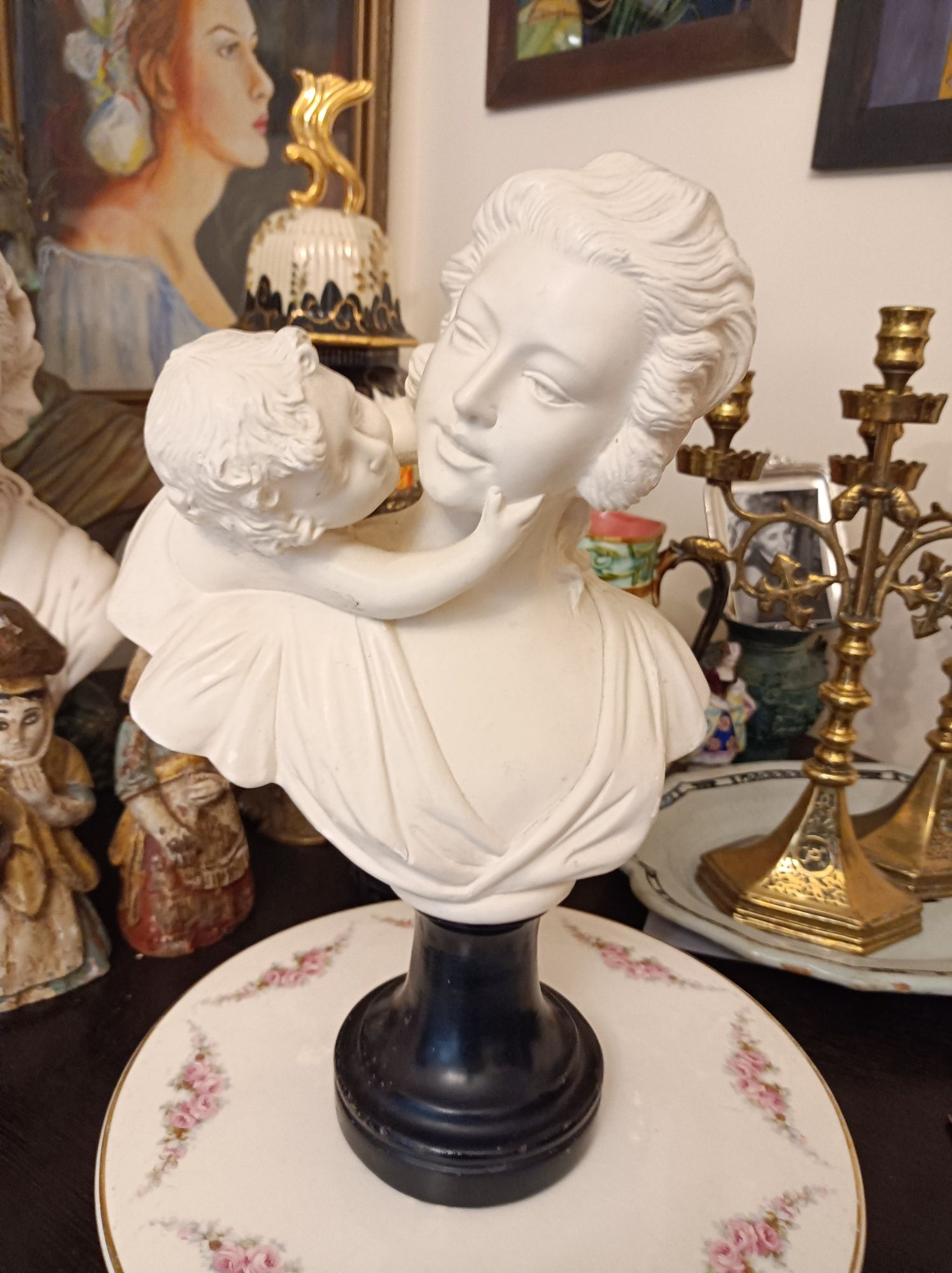 Matka z dzieckiem.Rzeźba .Popiersie .Vintage .