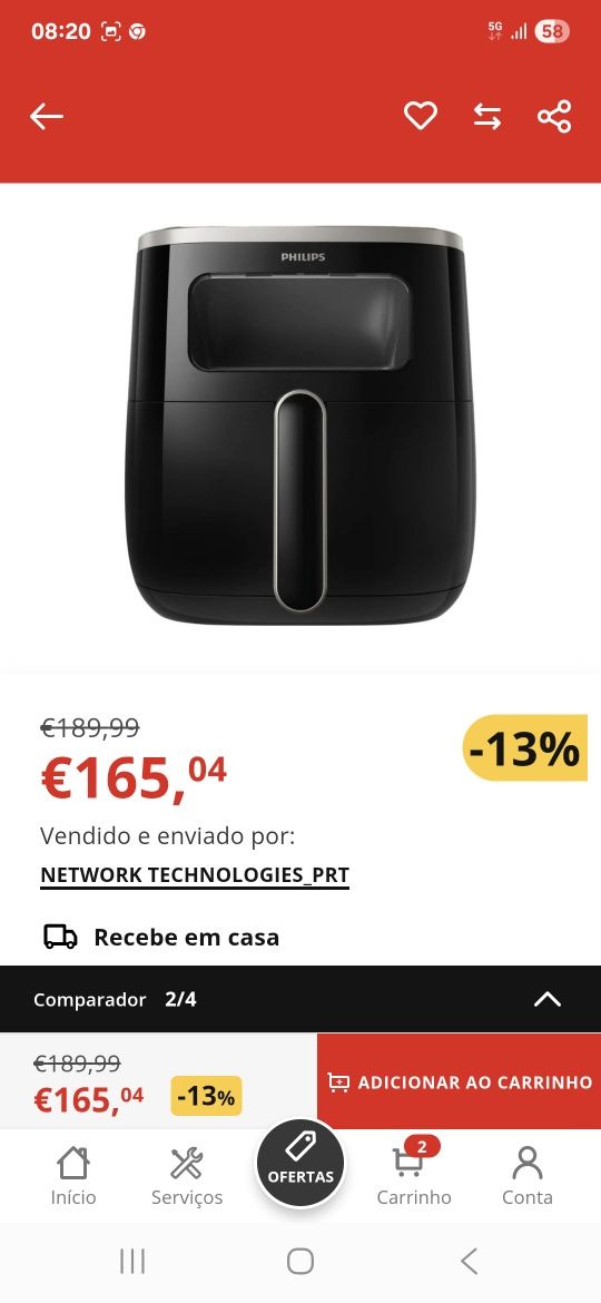 AIRFRYER PHILIPS NOVA NUNCA foi usada comprada na worten NOVA
