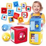 Wieża Kostka Sorter Montessori Sensoryczna Edukacyjna Piramida Układan