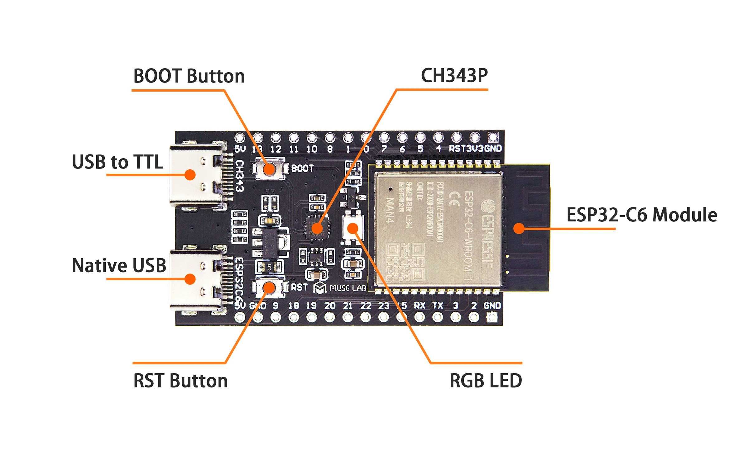 Плата ESP32 C6 8MB Arduino, ESP-IDF, MicroPython