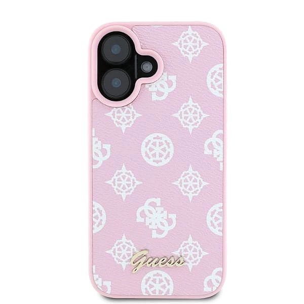 Etui Guess Peony Script MagSafe na iPhone 16 - różowe