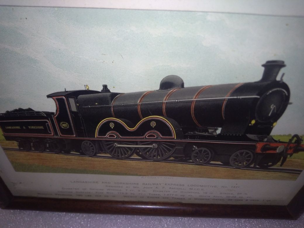 Antiga gravura locomotiva comboio