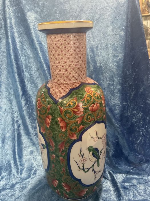 Vista alegre vaso Ansham pintura a ouro manual 38 cm alt.