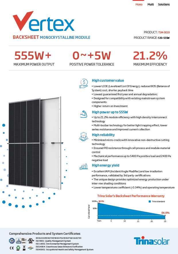 Сонячні модулі, панелі, батареї, станції  Trina Solar 540 Вт