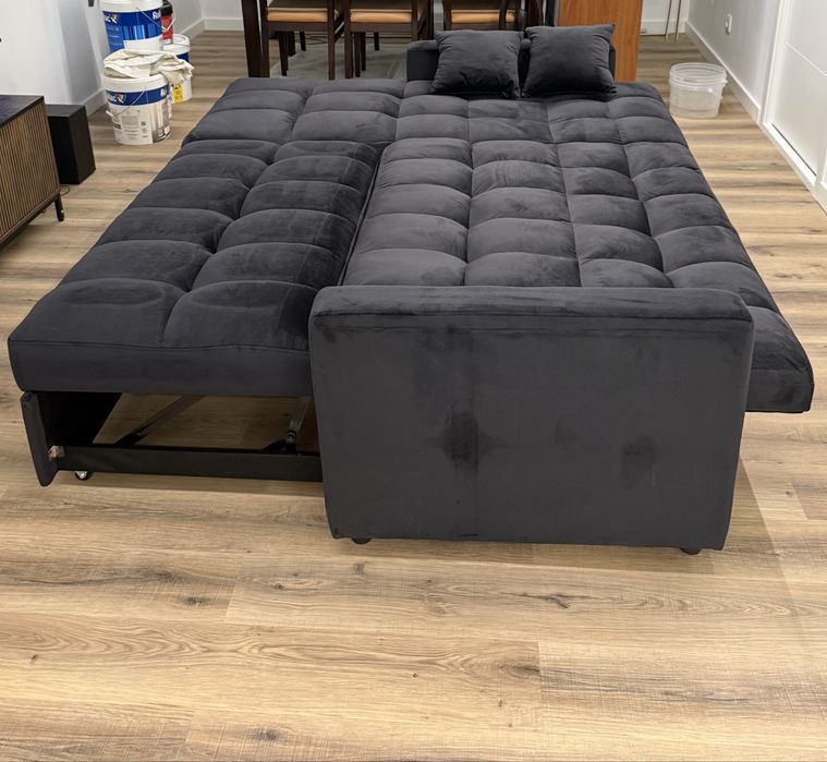 Sofa com Chaise Long - Novo - Cor Preto