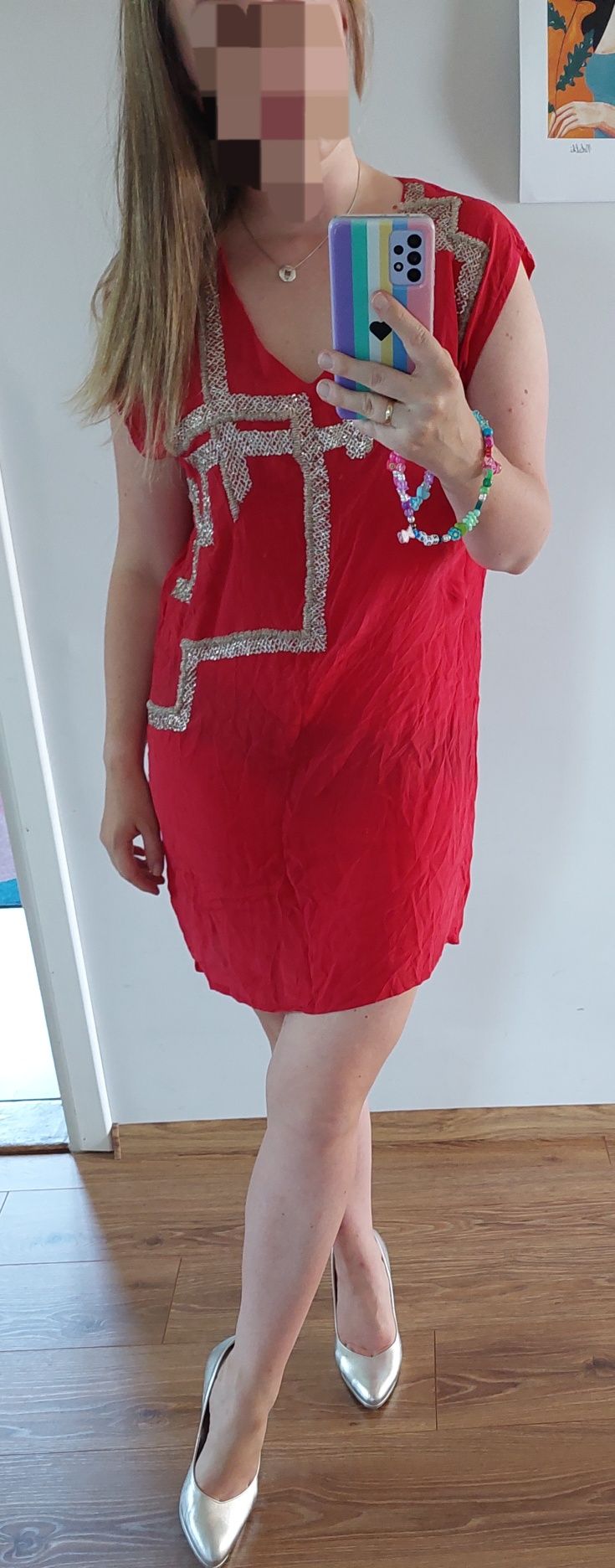 Czerwona sukienka jedwabna Bel Air s/m