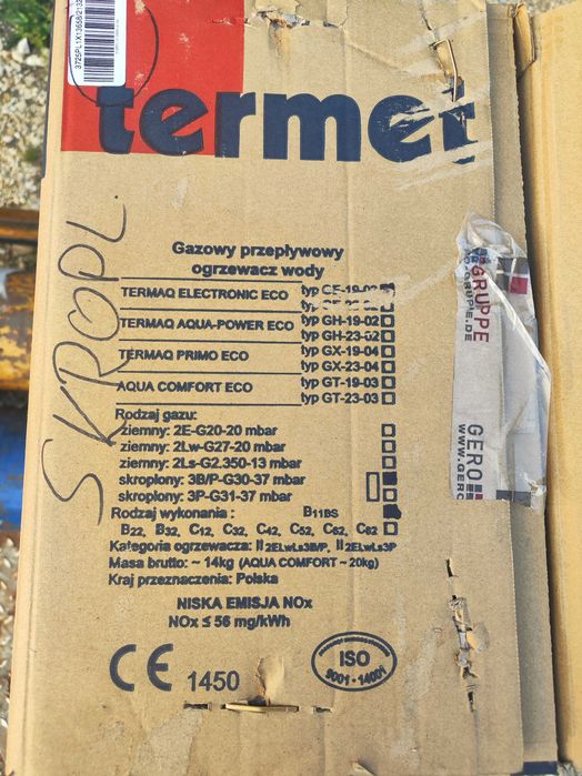 gazowy przepływowy ogrzewacz wody termet piecyk gazowy