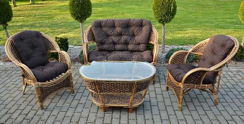 Meble Ogrodowe Rattanowe Idealne Na Balkon Taras Ratan Naturalny !!!