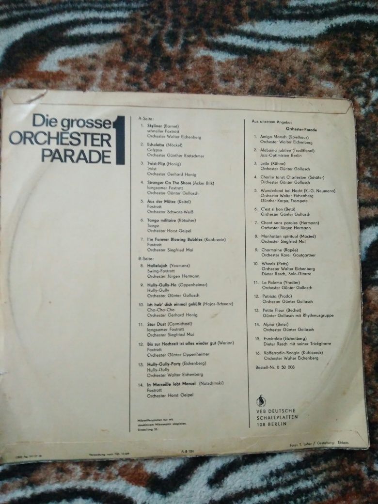 Пластинка виниловая Die Grosse Orchester Parade 1 RICCHI E POVERI 1982