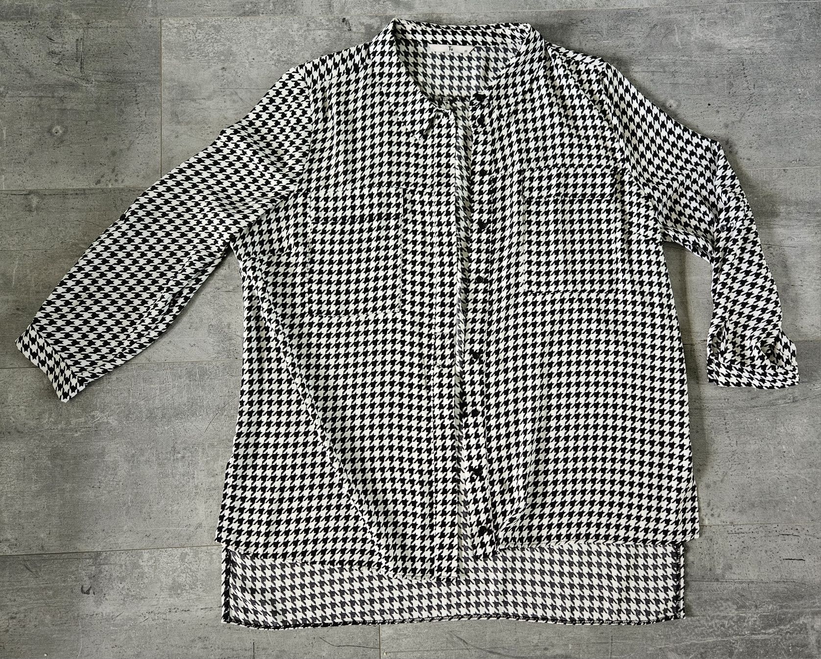 Czarno Biała koszula pepitka Tu 20 l-xxl