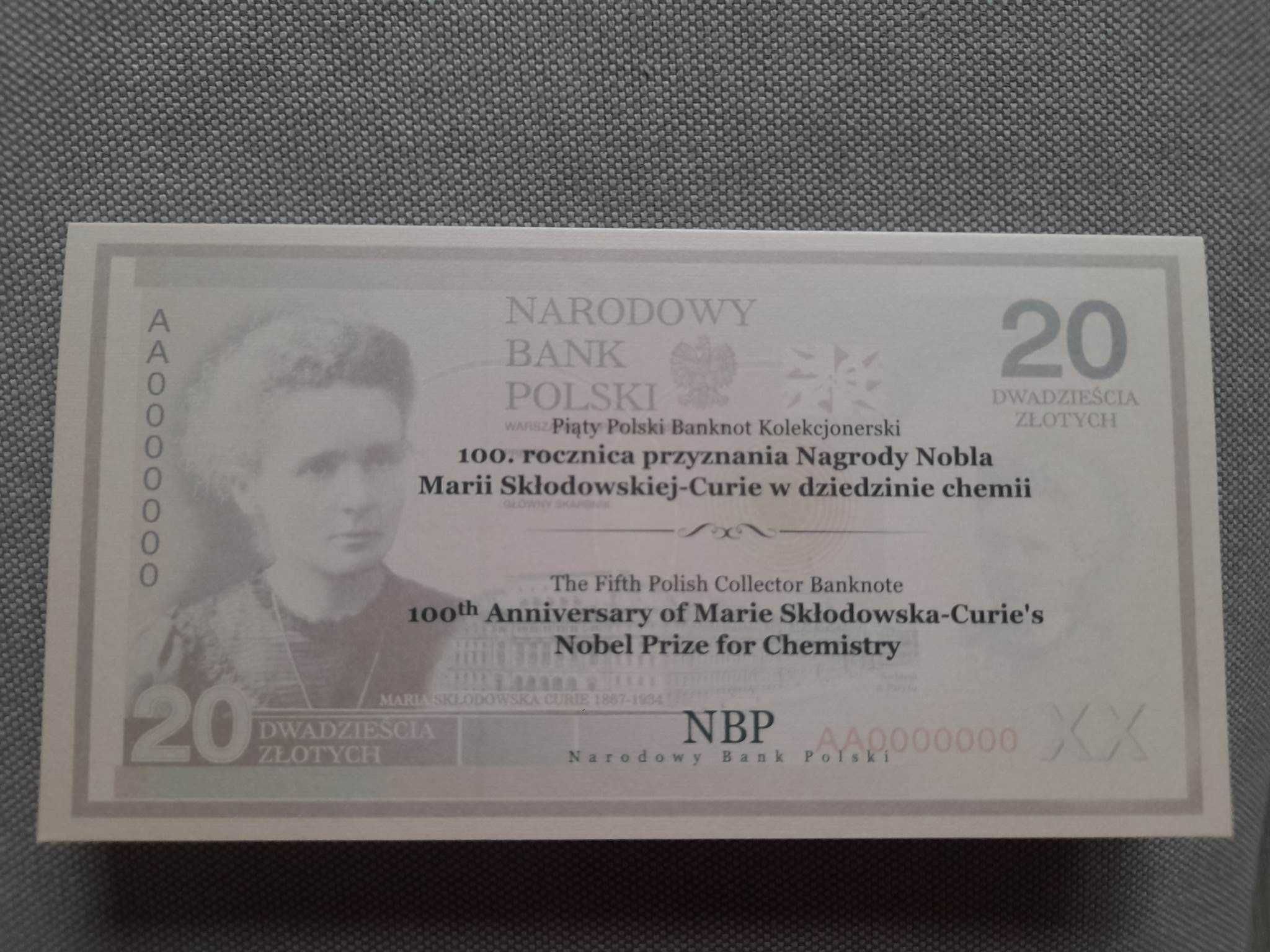 Banknot NBP 20 zł Maria Skłodowska-Curie 2011