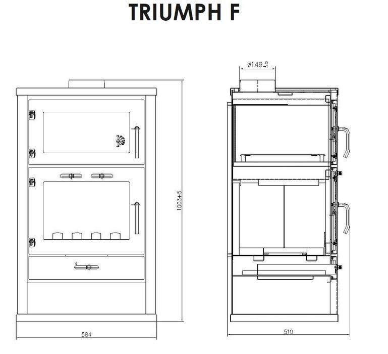 Piec kominek wolnostojący z piekarnikiem na drewno TRIUMPH F 15 KW EKO