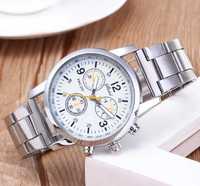 Zegarek Męski Srebrny Kwarcowy Elegancki Klasyczny