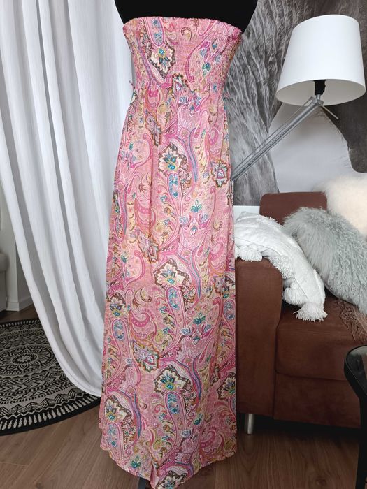 Sukienka plażowa szyfonowa różowa, Boho, Pussycat London, S/36