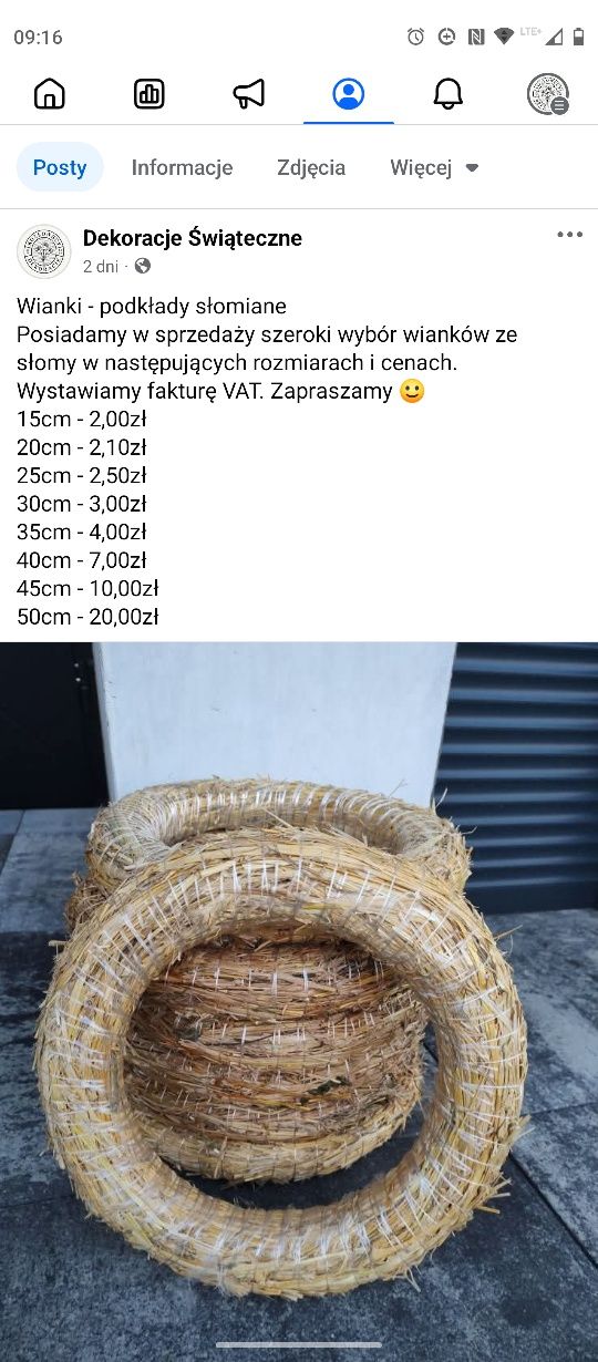 Wianki podkłady słomiane