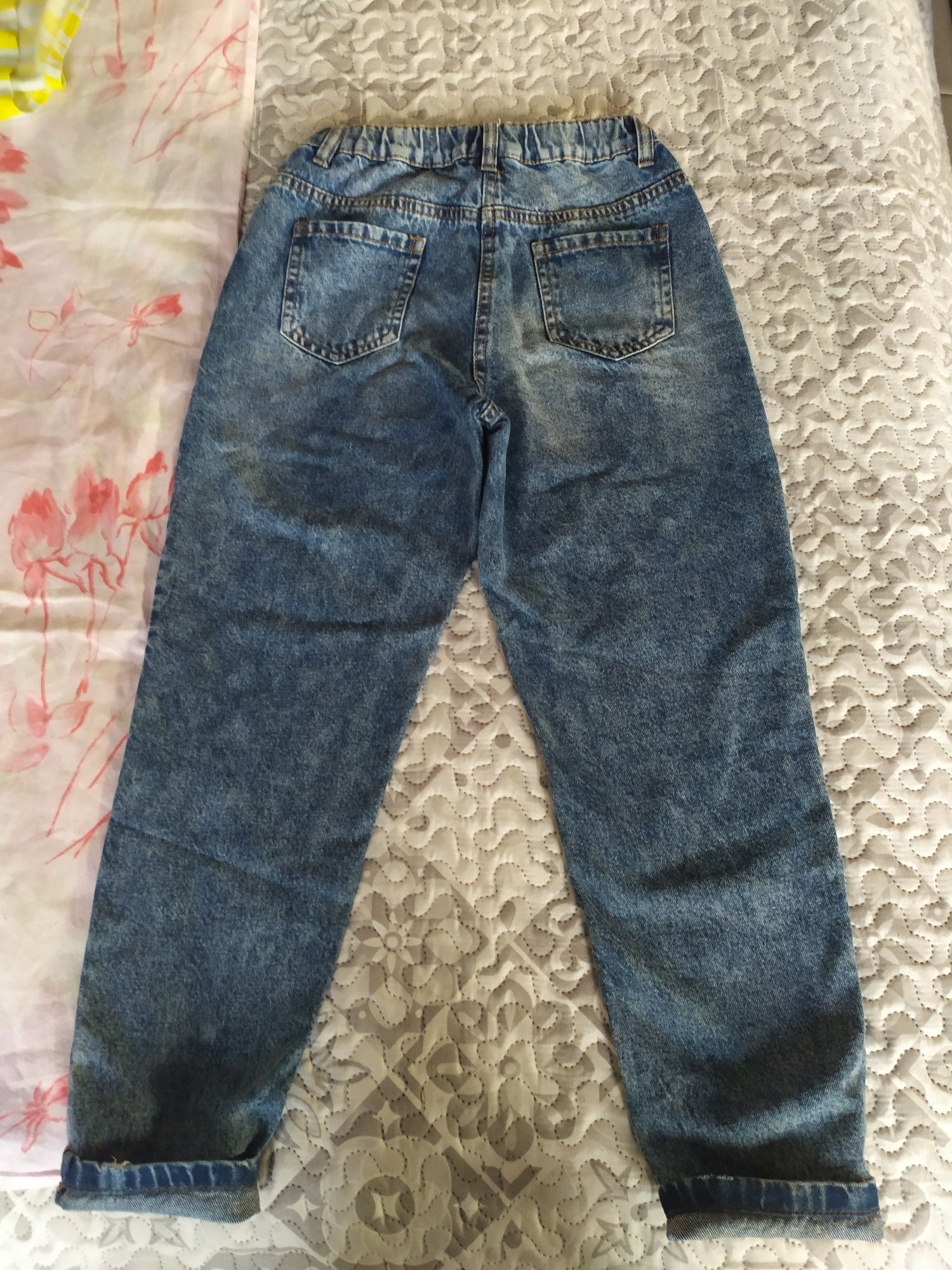 Zestaw dwie pary spodni jeans h&m przetarcia wysokie r.152