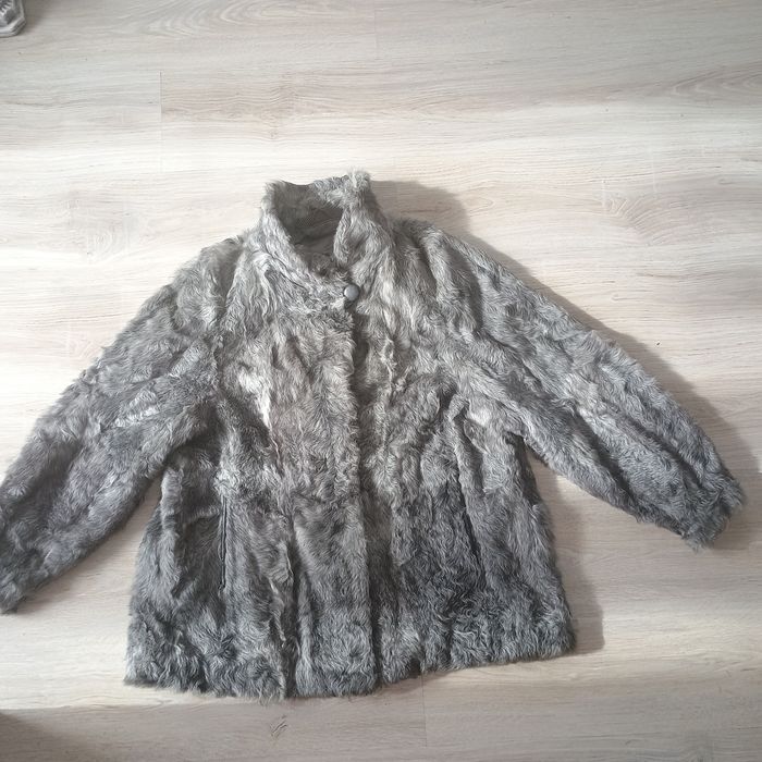 Kurtka futro naturalne cienkie  z kozy szare 44 r