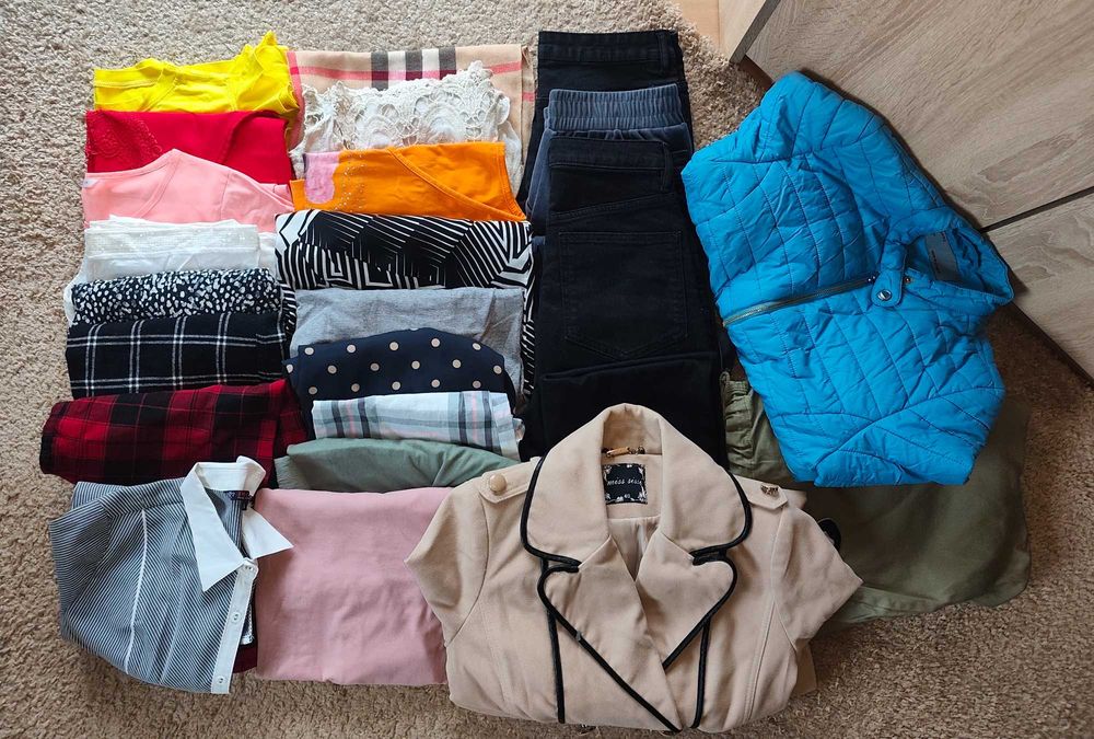 Zestaw24szt paka ubrań damskich 36,38,40 koszule bluzki kurtki spodnie