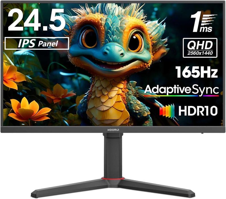 Monitor- KOORUI de 24,5 Polegadas QHD (2560 x 1440), IPS, 165 Hz