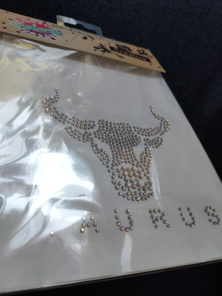 Naprasowanki dżety kryształki Zodiak Taurus Byk ozdoba DIY