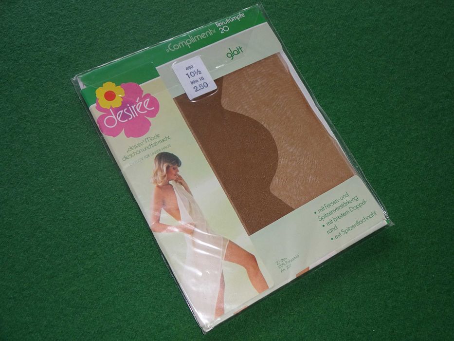 DESIREE Inka nylonowe pończochy brązowe NYLONY unikat vintage r. 10,5