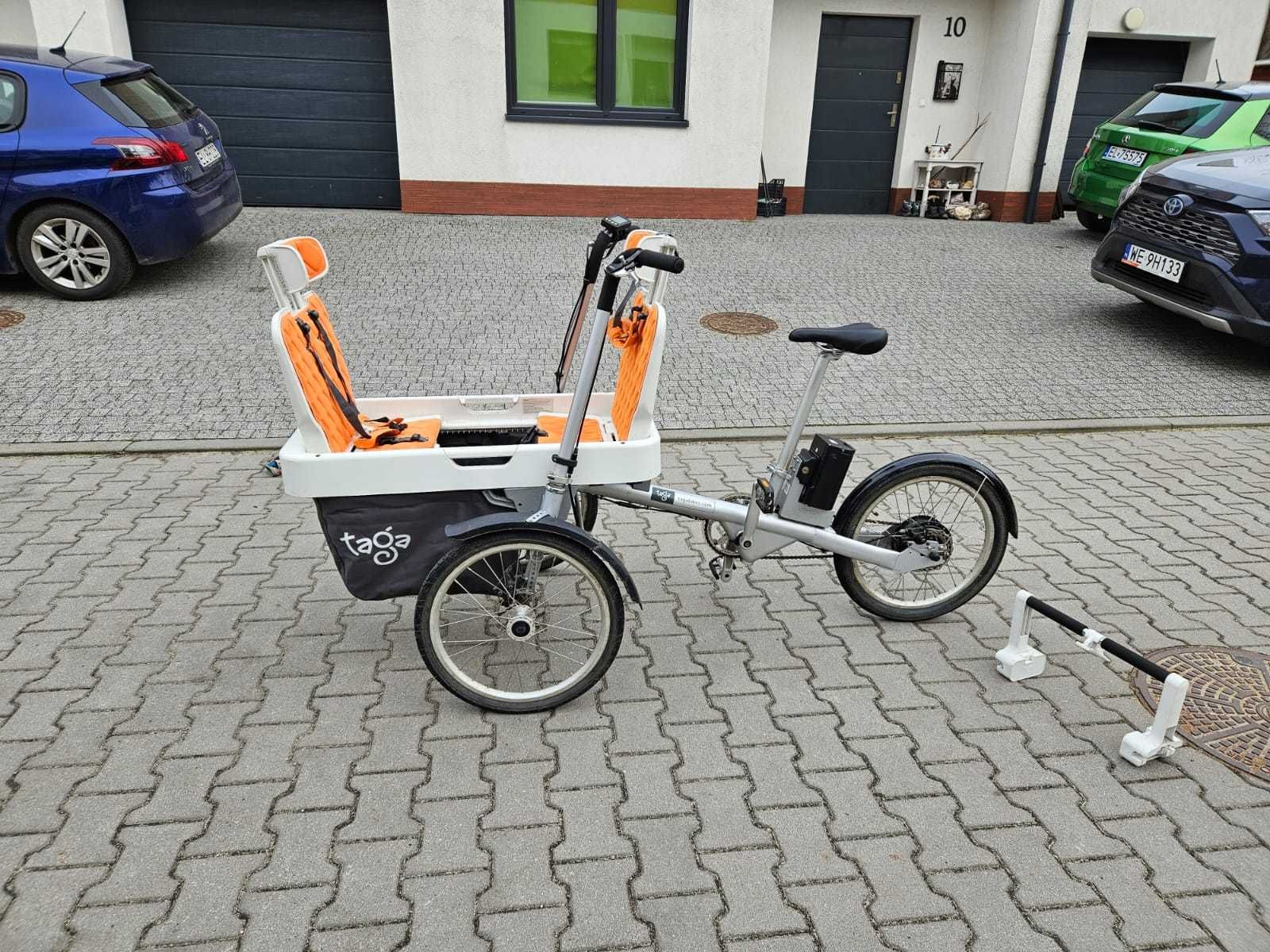 Rower rodzinny trójkołowy towarowy (cargo) elektryczny Taga Bike