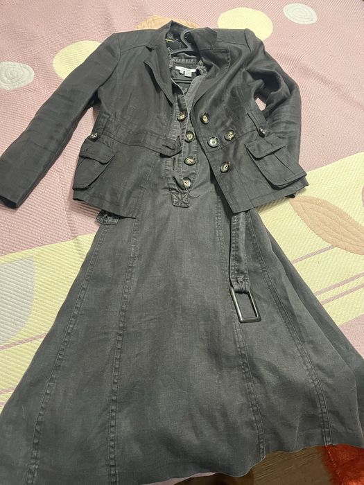 Conjunto casaco e vestido castanha