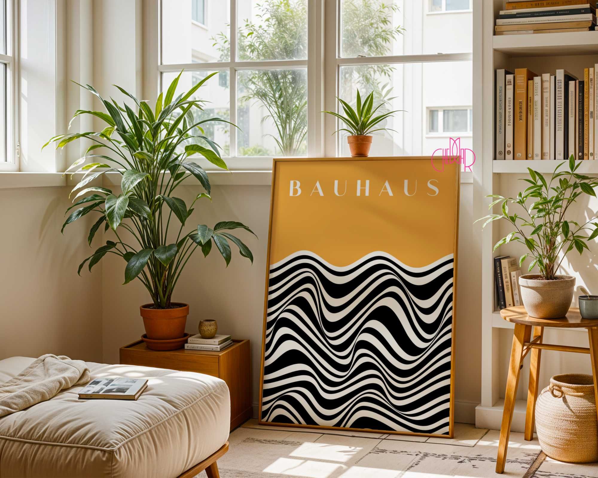 Plakat Bauhaus, biało-czarne linie