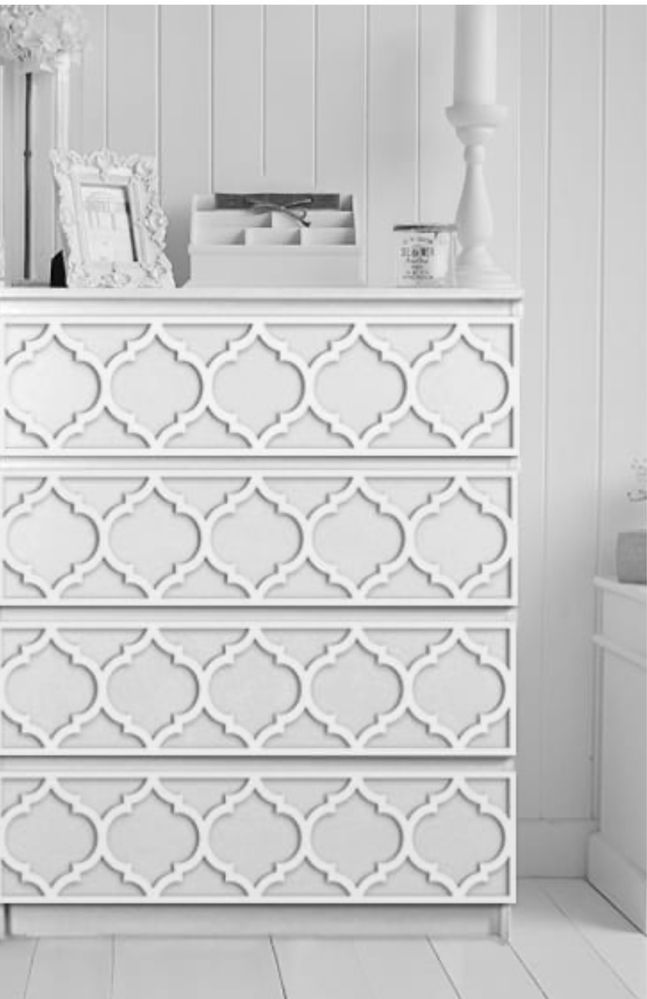 4 painéis Trellis em PVC Para Comoda Malm do Ikea