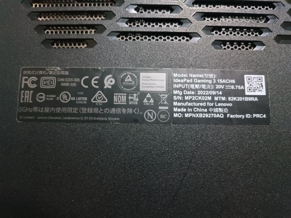Ноутбук Lenovo IdeaPad Gaming 3 15ACH6 (82K200N6PB)
