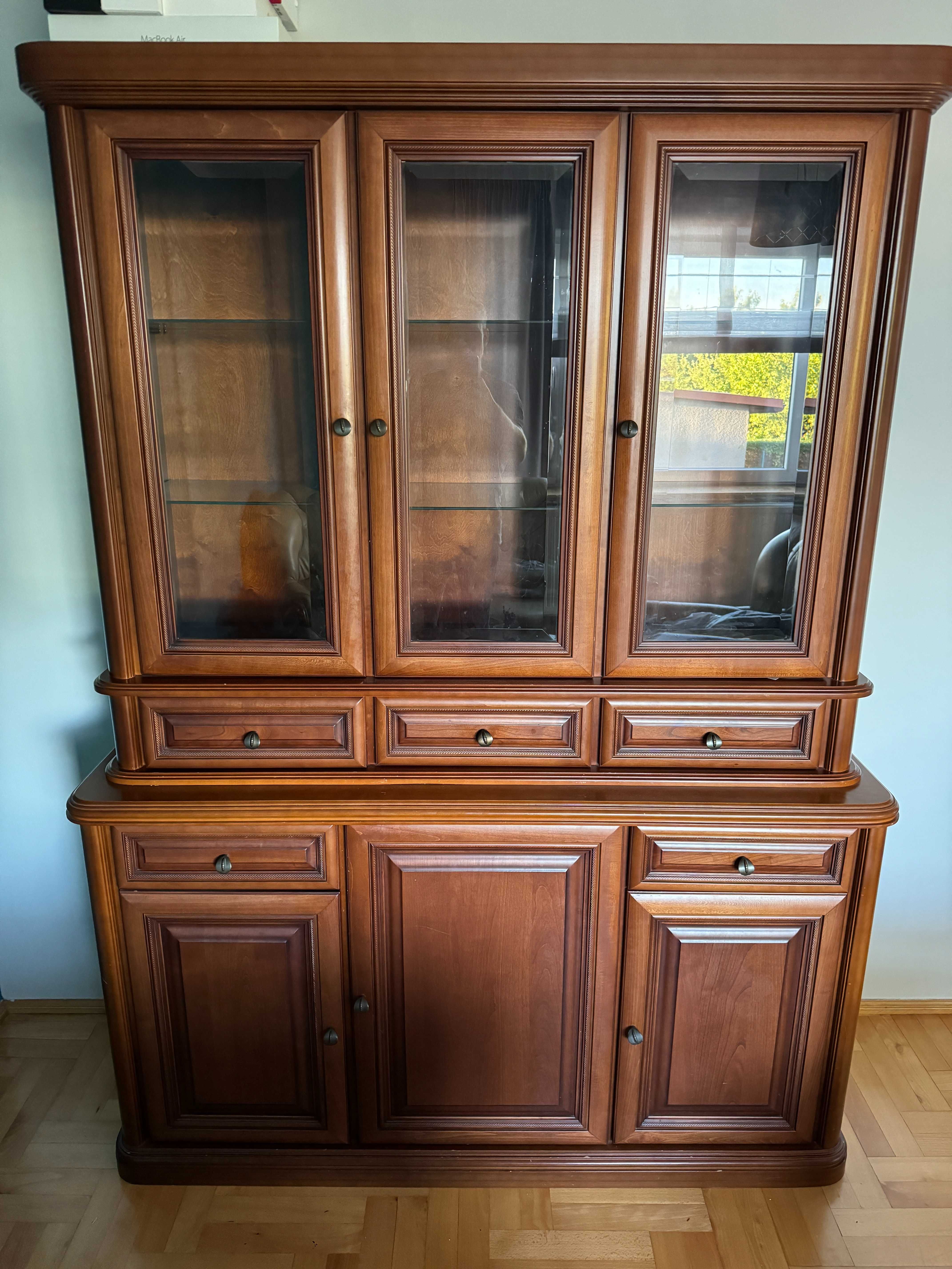 Sofa skóra drewno plus 2 fotele Meble Góralczyk