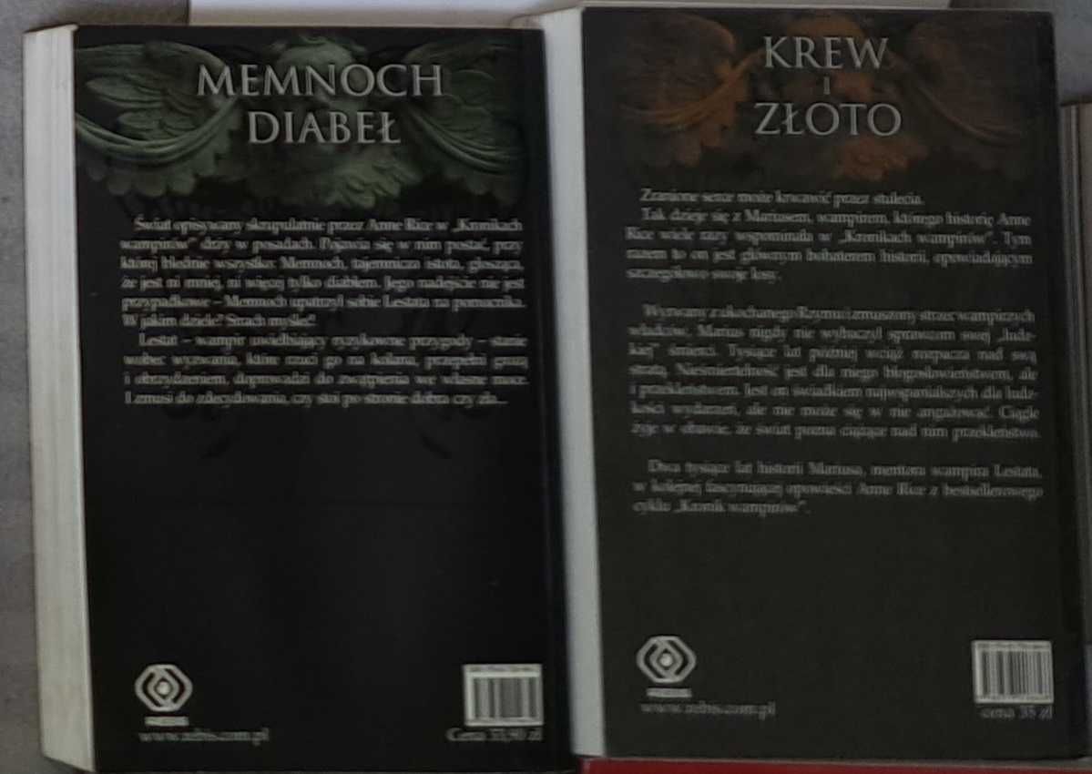 Krew i złoto Rice Memnoch Diabeł unikatowy zestaw 2 książek Anne Rice