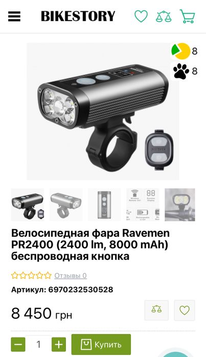 НОВАЯ.Вело фара RAVEMEN PR2400