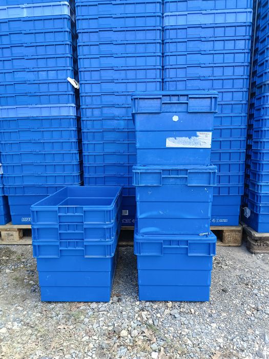 60x40x22 zamykane pojemniki magazynowe skrzynki plastikowe z pokrywą