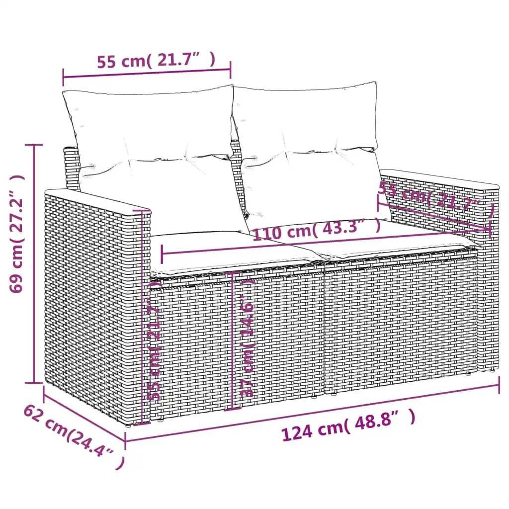 Conjunto de Sofás Jardim C/ Almofadões Vime Mesa Opcional