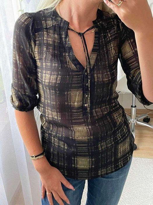 Damska zwiewna szyfonowa stylowa bluzka Princess Vera Wang rozmiar XS