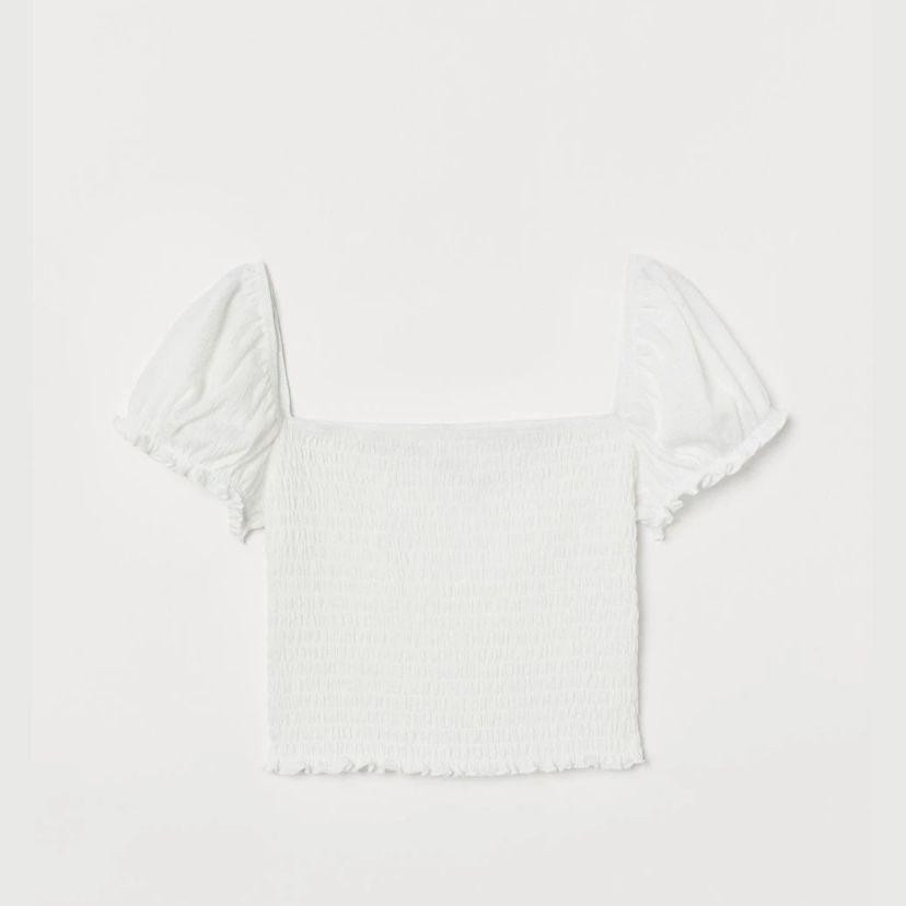 білий топ з рюшами h&m