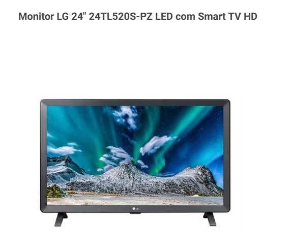 Fantástico Monitor LG 24" 24TL520S-PZ LED com Smart TV HD