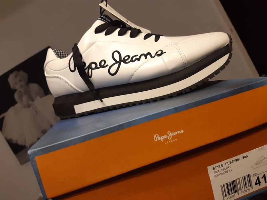 Pepe Jeans Sneakersy białe adidasy wyszywane LOGO - 41 / 26,6 cm